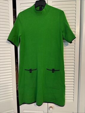Anthropologie Maeve Green Short-Sleeve Knit Dress with Pocket Detail